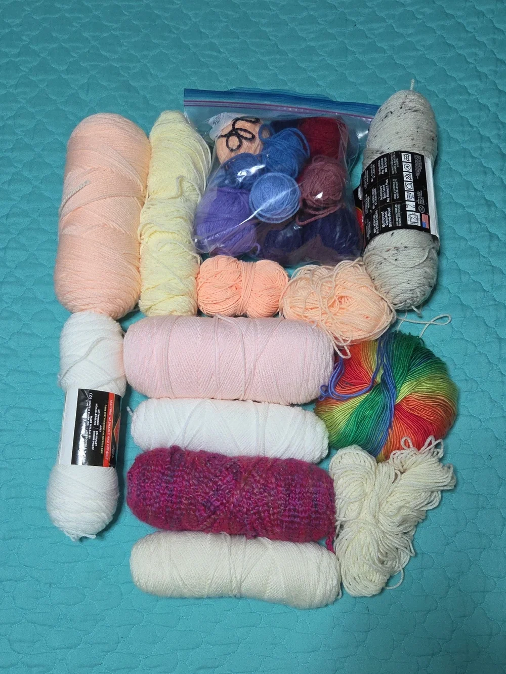 4 1/2 Pounds of Full & Used Multi-Color Yarn Assortment with Rainbow and Pastels
